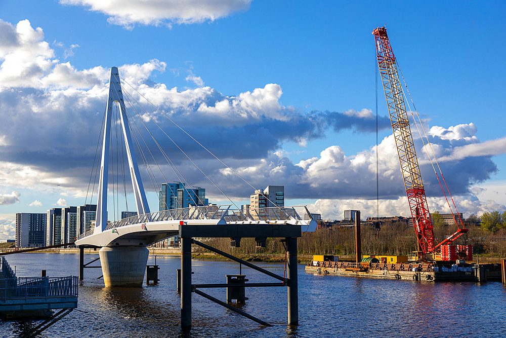 Construction of Govan-Partick Bridge, River Clyde, Glasgow, Scotland, United Kingdom, Europe