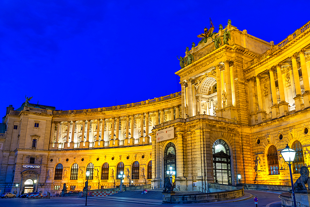 Hofburg Palace at dusk, Vienna, Austria, Europe