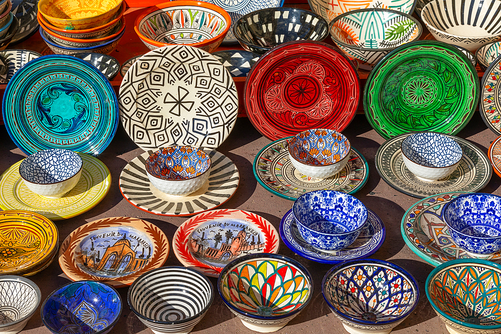 Dishes at gift store, Medina, Marrakesh, (Marrakech), Morocco, North Africa, Africa