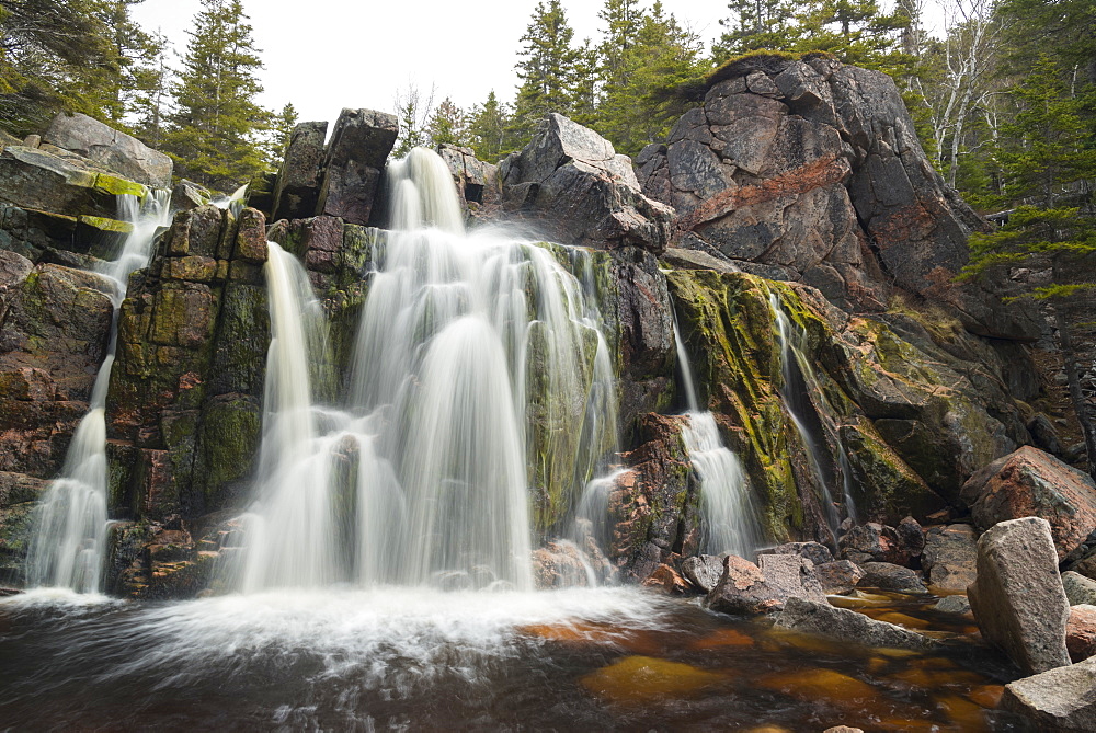 Black Brook Cove Beach Waterfall, Cape Breton Island, Nova Scotia, Canada, North America