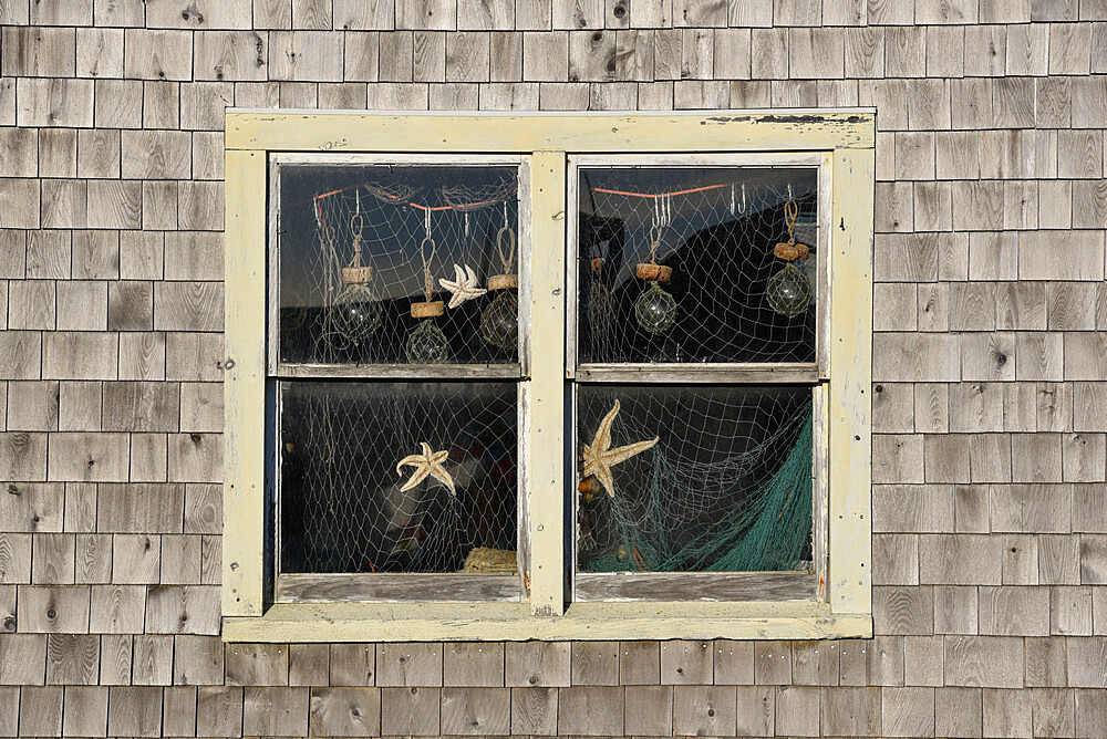 Fisherman's shed window, Peggy's Cove, Nova Scotia, Canada, North America