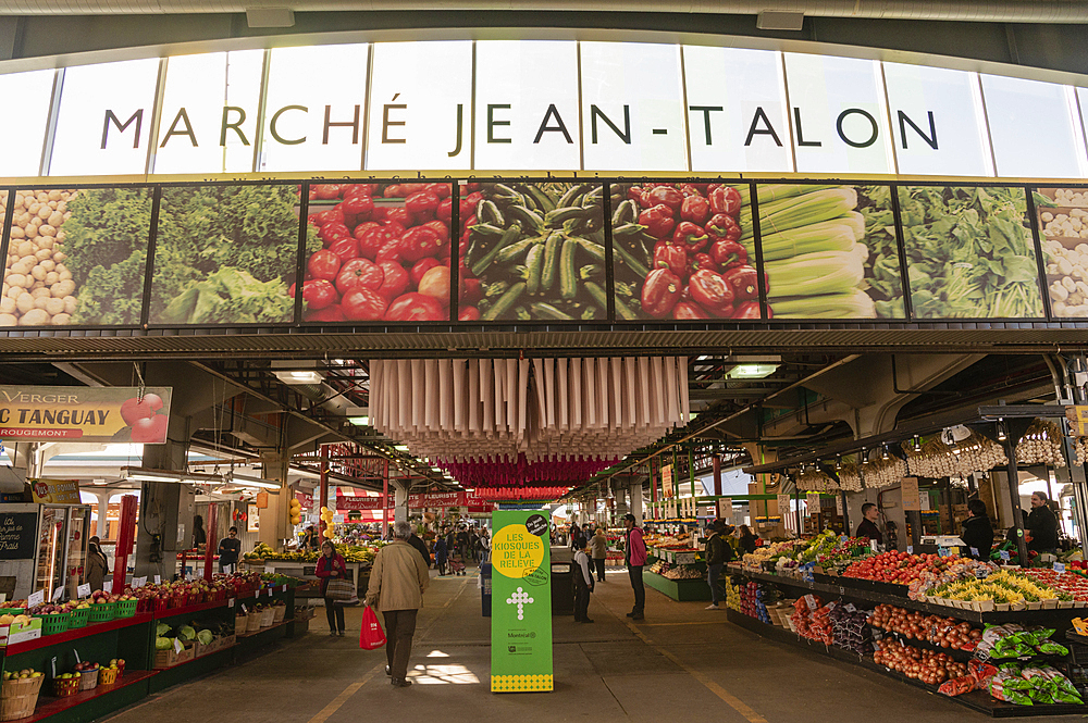 Regional produce on display in Jean Talon Market (Marche Jean-Talon), Montreal, Quebec, Canada, North America