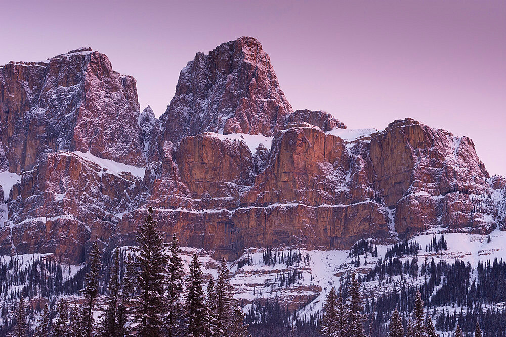 Eisenhower Peak on Castle Mountain at sunrise, Banff National Park, UNESCO World Heritage Site, Alberta, The Rockies, Canada, North America