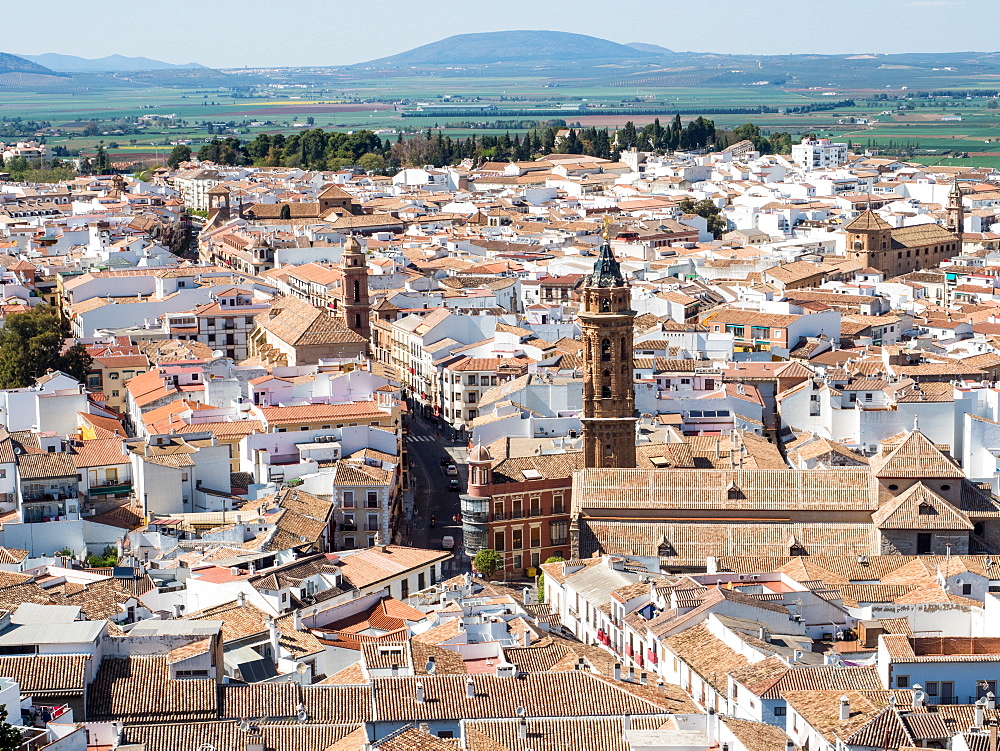 View from the hilltop fortress, Antequera, Andalucia, Spain, Europe