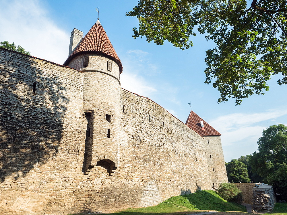 Towers of the town wall, from outside, Tallinn, Estonia, Baltics, Europe