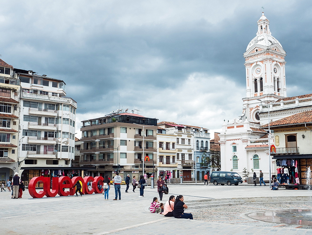 Plaza San Francisco, Cuenca, UNESCO World Heritage Site, Ecuador, South America