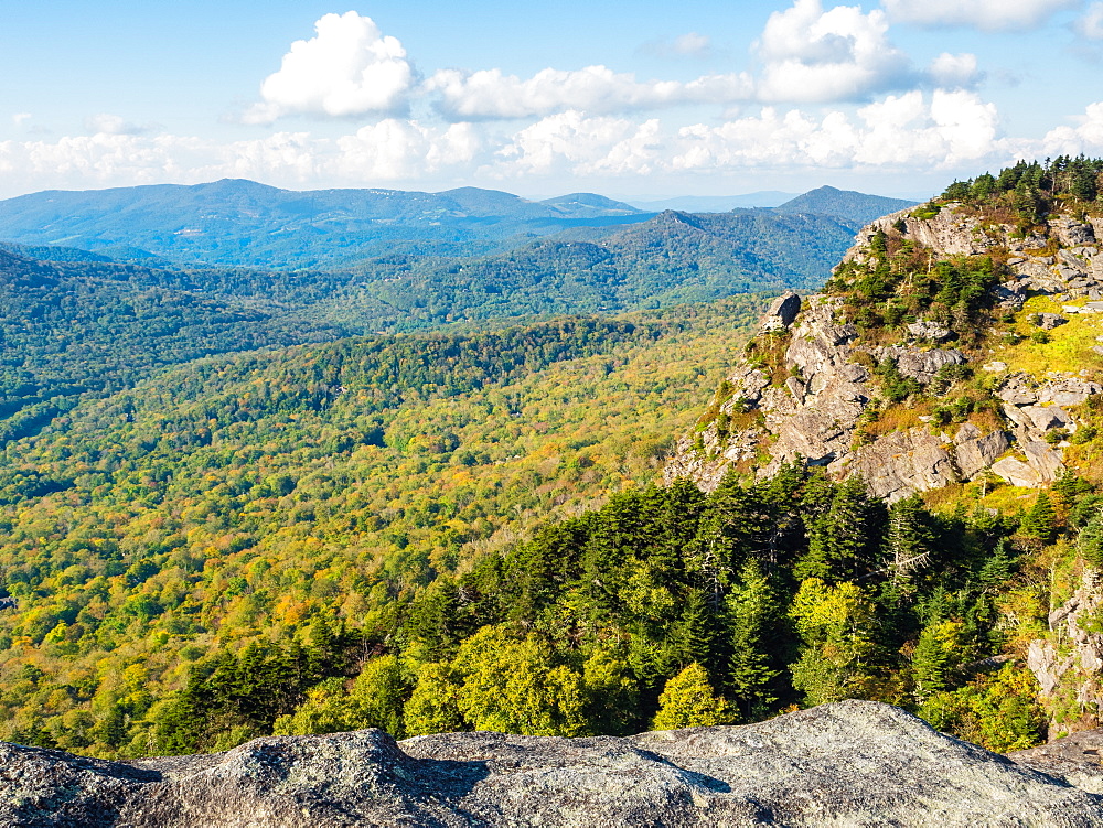 View from the peak of Grandfather Mountain, Blue Ridge Mountains, Appalachia, North Carolina, United States of America, North America