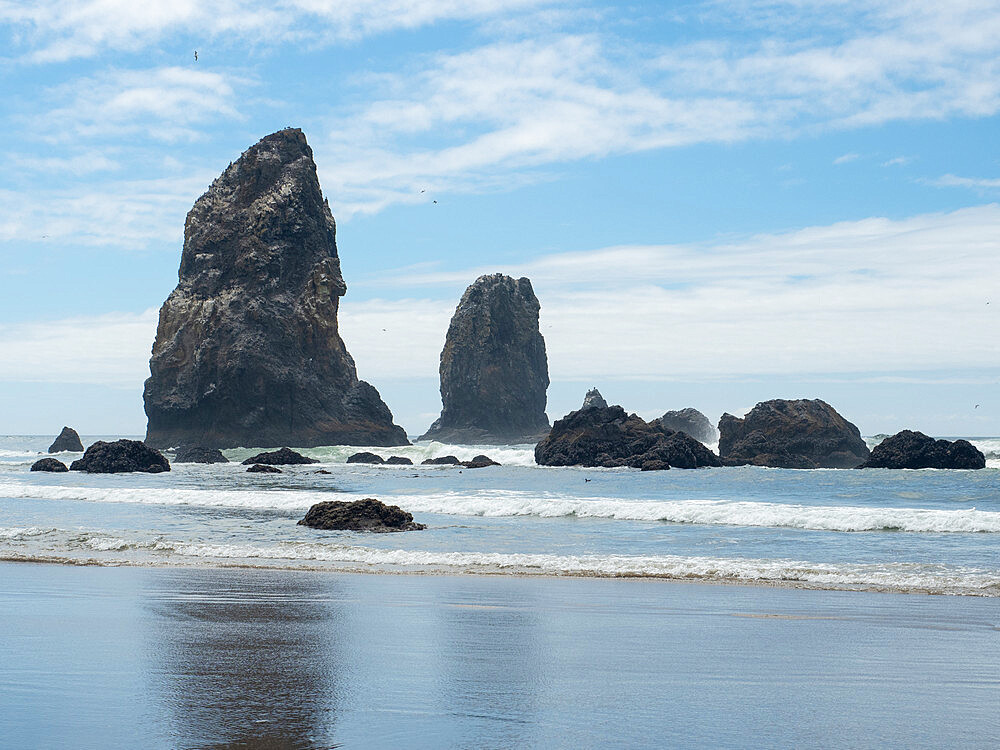 Oregon coast beach with sea stacks, Oregon, United States of America, North America