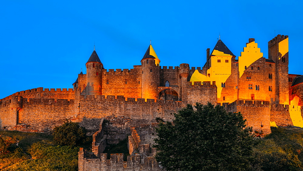 Medieval citadel, Carcassonne, a hilltop town in southern France, UNESCO World Heritage Site, Carcassonne, Languedoc, France, Europe