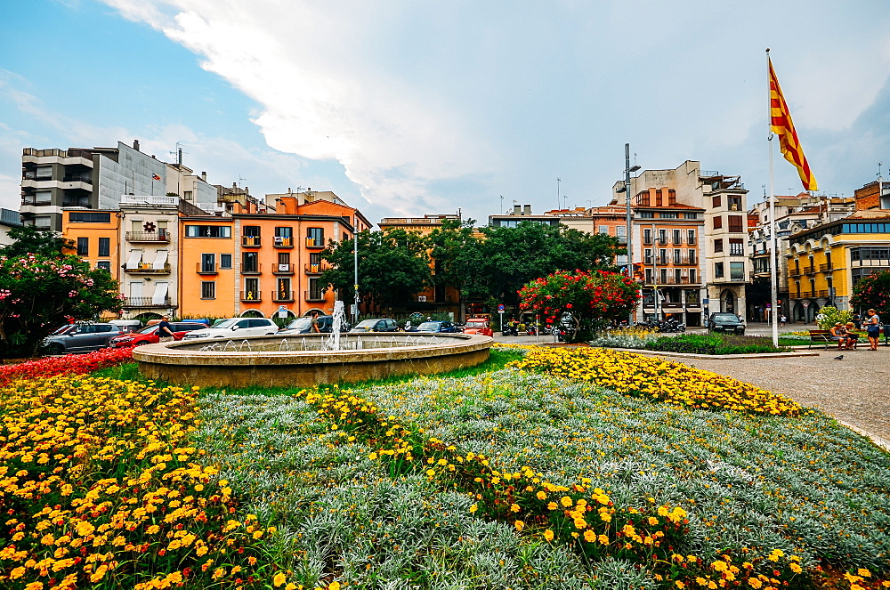 Placa de Catalunya in Girona, Catalonia, Spain, Europe