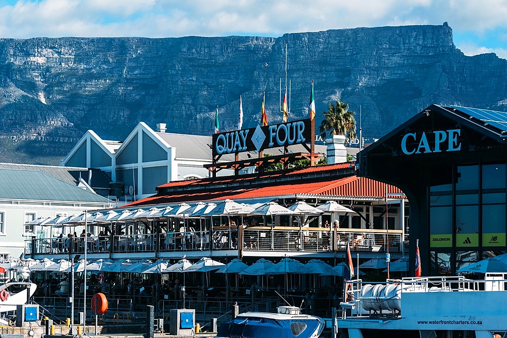 V and A (Victoria and Alfred) Waterfront, a mixed-use destination located in the oldest working harbour in the Southern Hemisphere, with Table Mountain as its backdrop, the 123-hectare neighbourhood is in Cape Town, Western Cape, South Africa, Africa