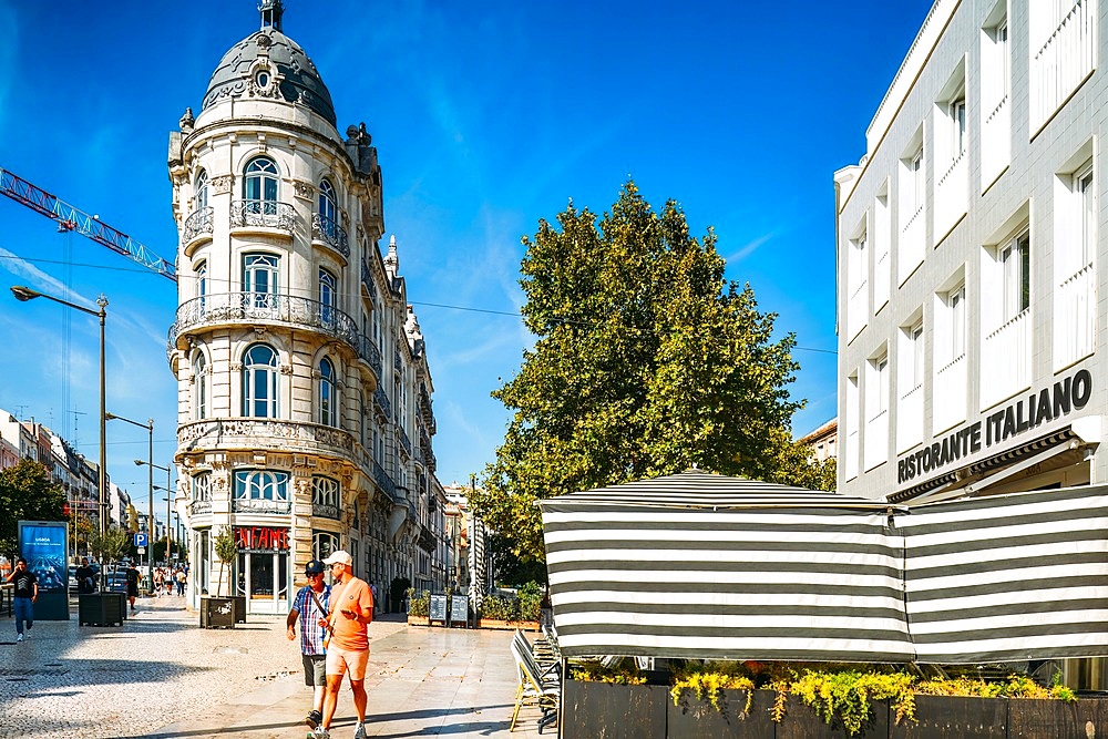 People strolling in the Interdente neighbourhood, Lisbon, Portugal, Europe