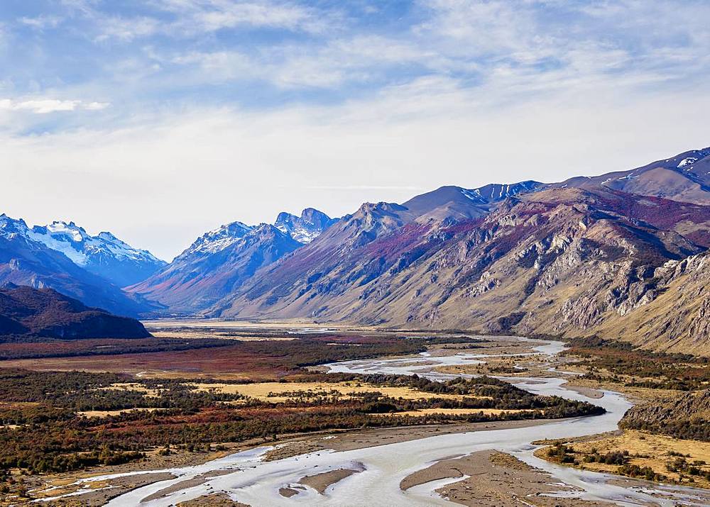 Las Vueltas River, elevated view, Los Glaciares National Park, UNESCO World Heritage Site, Santa Cruz Province, Patagonia, Argentina, South America