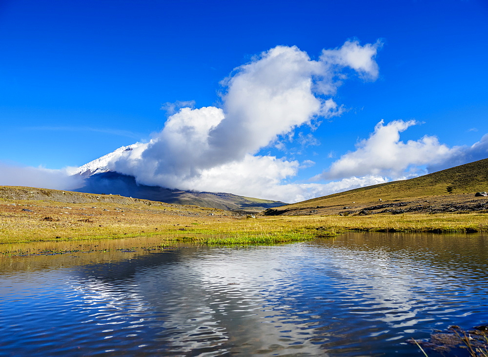 Cotopaxi Volcano in clouds, Cotopaxi National Park, Cotopaxi Province, Ecuador, South America