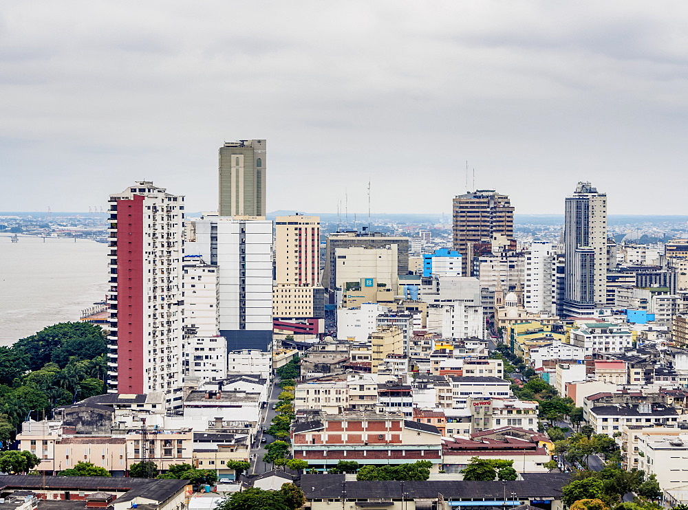 City Center seen from Santa Ana Hill, Guayaquil, Guayas Province, Ecuador, South America