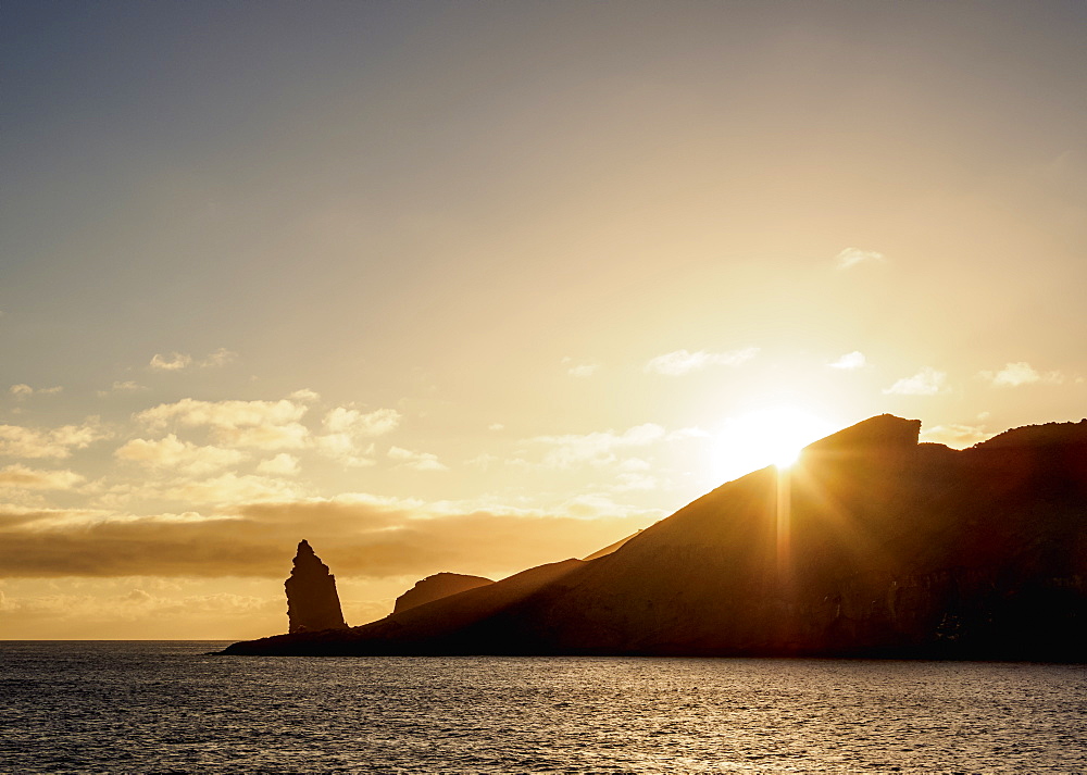 Pinnacle Rock on Bartolome Island at sunrise, Galapagos, UNESCO World Heritage Site, Ecuador, South America