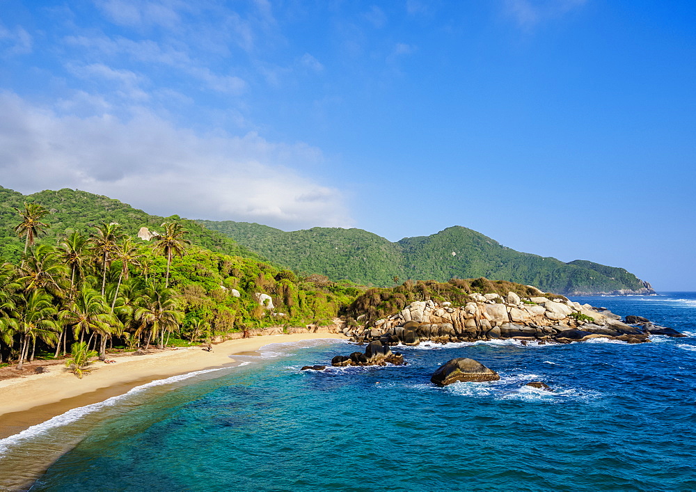 El Cabo San Juan del Guia beach, elevated view, Tayrona National Natural Park, Magdalena Department, Caribbean, Colombia, South America