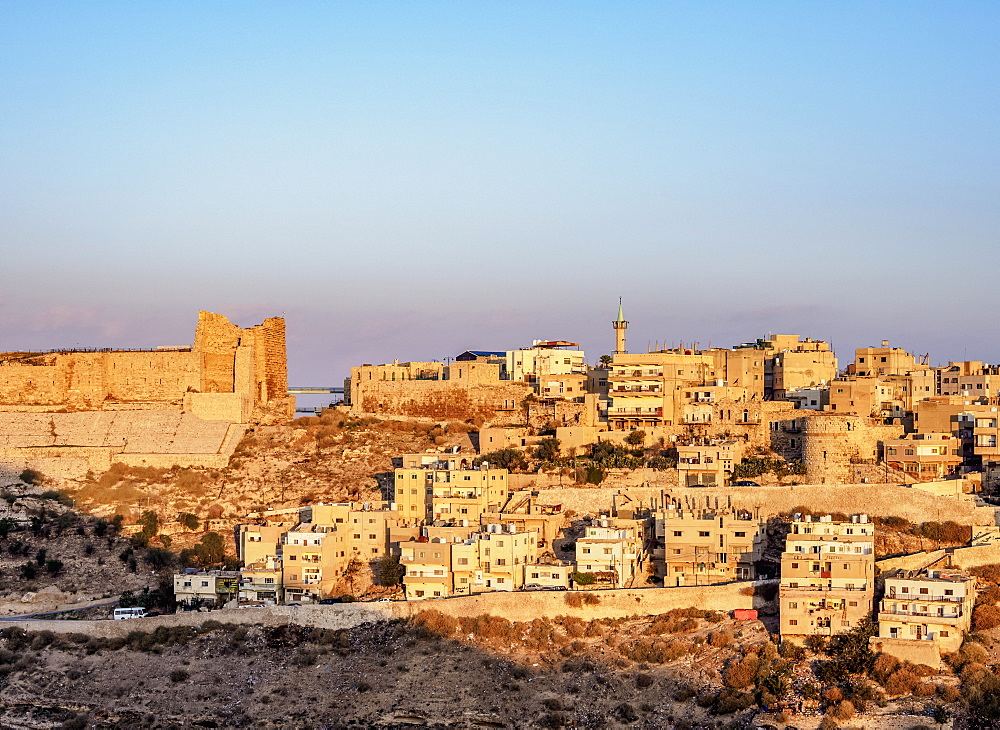 Kerak Castle at sunrise, Al-Karak, Karak Governorate, Jordan, Middle East