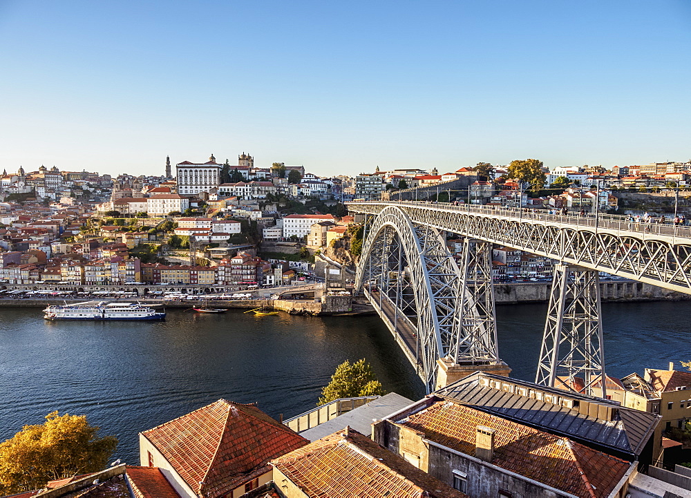 Dom Luis I Bridge, elevated view, Porto, Portugal, Europe