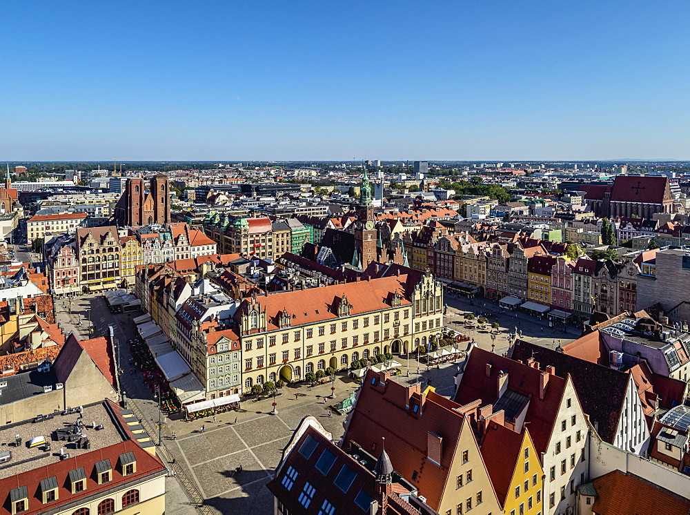 Market Square, elevated view, Wroclaw, Lower Silesian Voivodeship, Poland, Europe