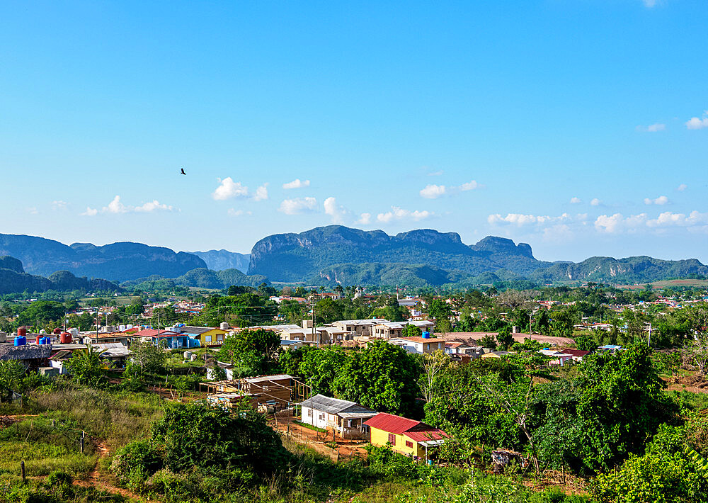 Vinales Town and Valley, elevated view, UNESCO World Heritage Site, Pinar del Rio Province, Cuba, West Indies, Caribbean, Central America