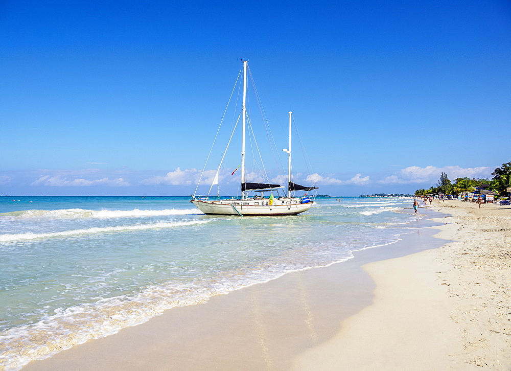 Sailing Ship at Seven Mile Beach, Long Bay, Negril, Westmoreland Parish, Jamaica, West Indies, Caribbean, Central America