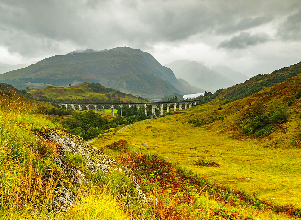 View of the Glenfinnan Viaduct, Highlands, Scotland, United Kingdom, Europe