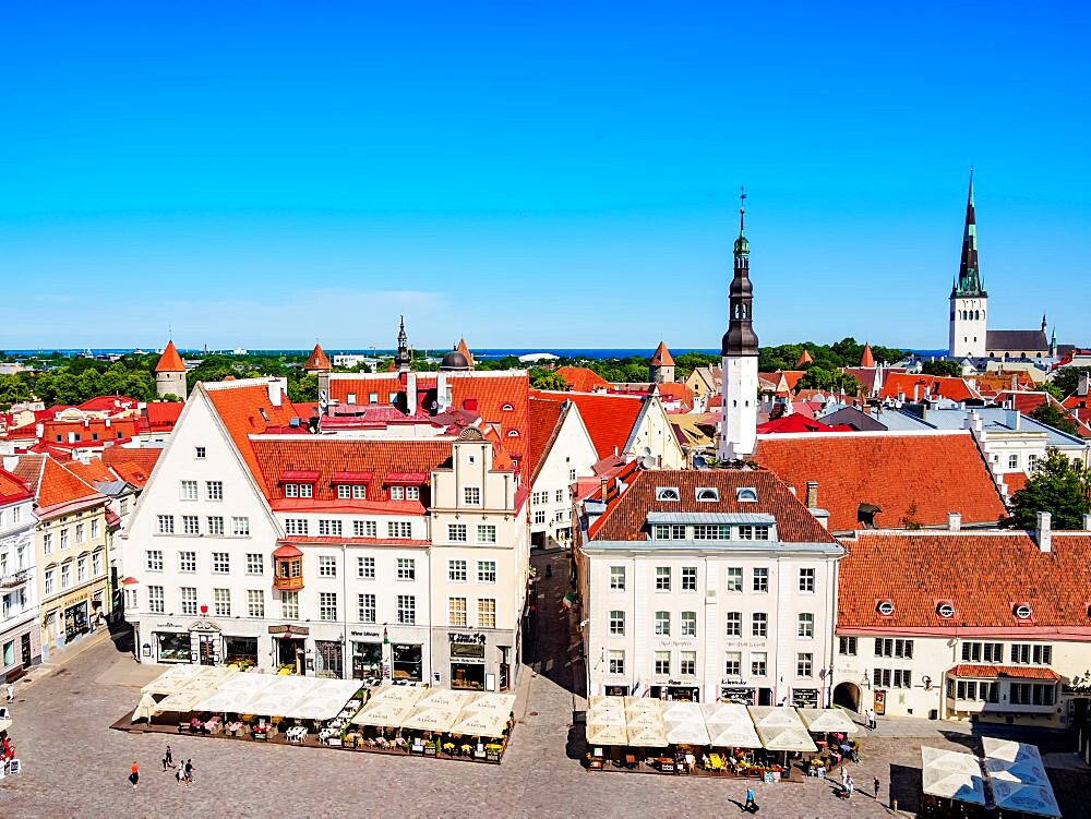 Raekoja plats, Old Town Market Square, elevated view, Tallinn, Estonia