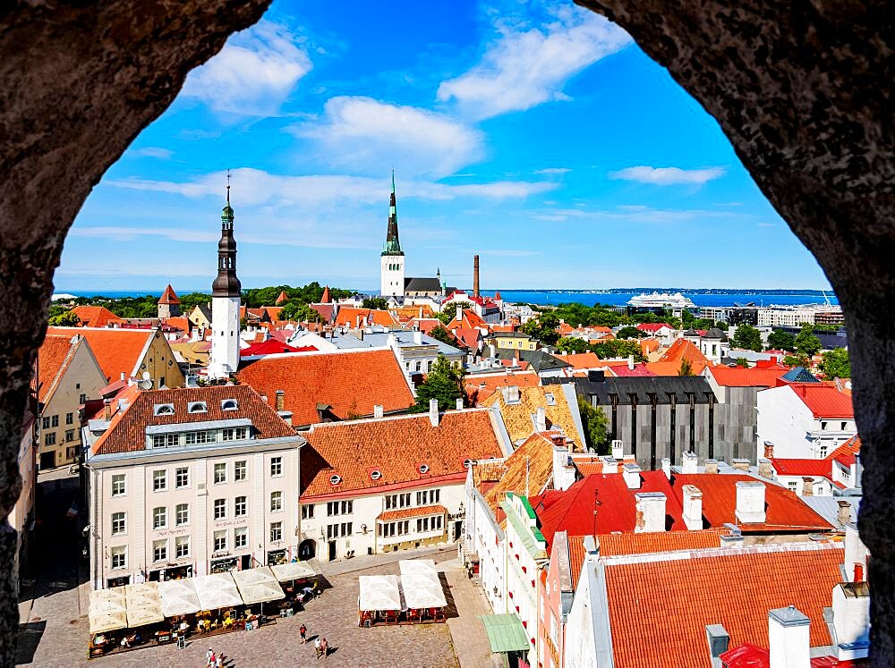 Raekoja plats, Old Town Market Square, elevated view, Tallinn, Estonia