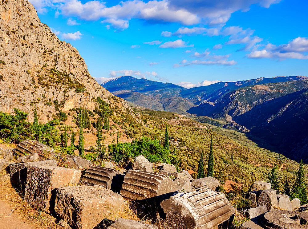 Delphi Archaeological Site, Pleistos River Valley, Delphi, UNESCO World Heritage Site, Phocis, Greece, Europe