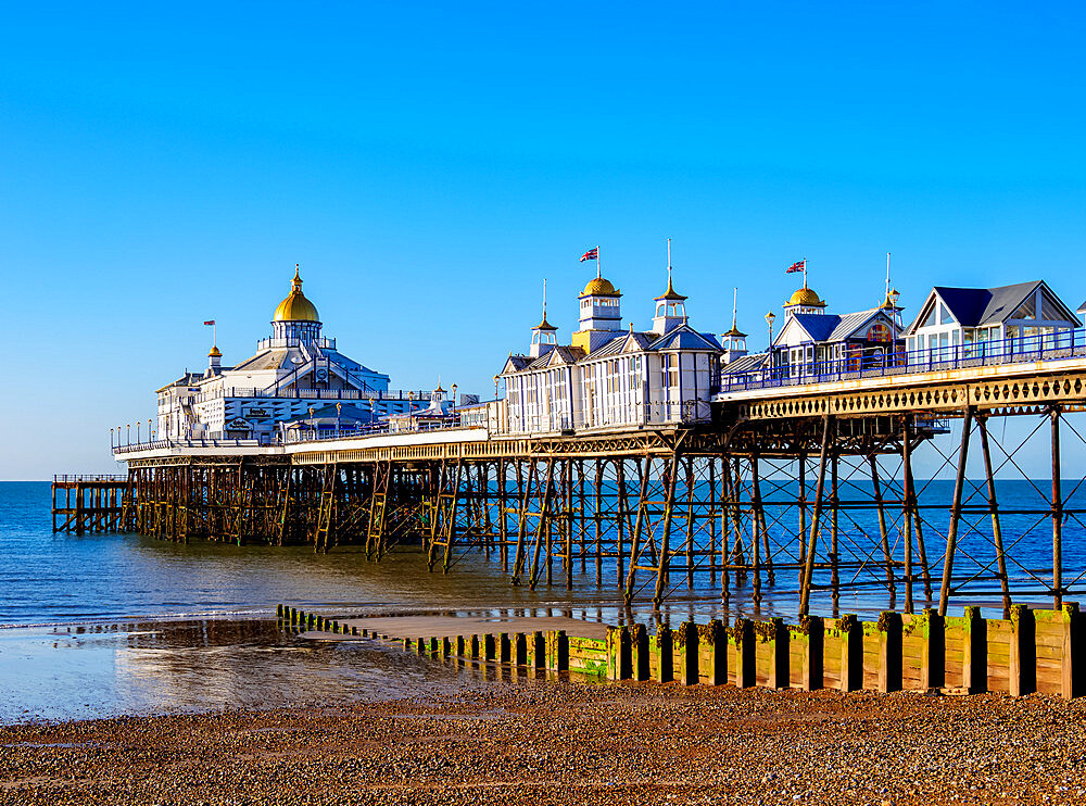 Eastbourne Pier at sunrise, Eastbourne, East Sussex, England, United Kingdom