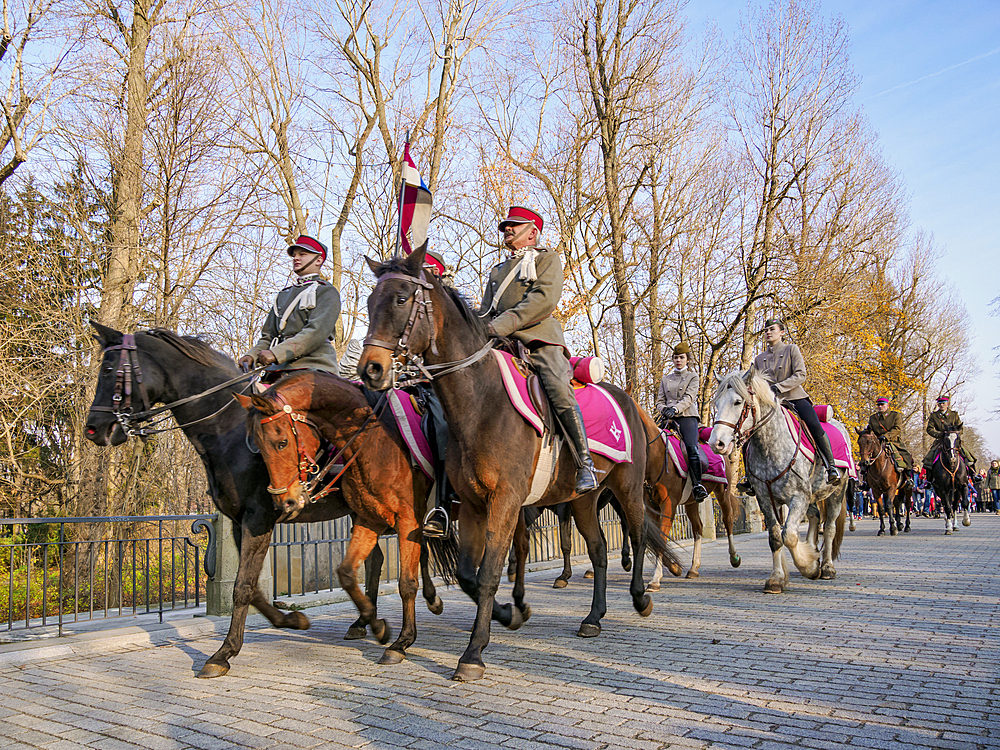 National Independence Day Horse Parade, Lazienki Park (Royal Baths Park), Warsaw, Masovian Voivodeship, Poland, Europe