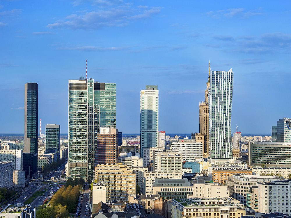 City Centre Skyline, elevated view, Warsaw, Masovian Voivodeship, Poland, Europe