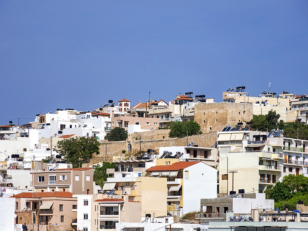 View towards the Kazarma Fortress, Sitia, Lasithi Region, Crete, Greek Islands, Greece, Europe