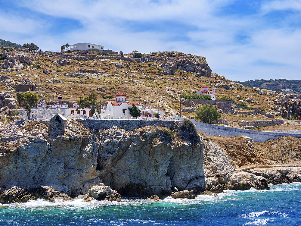 Chapel and Cemetery in Pigadia, Karpathos Island, Dodecanese, Greek Islands, Greece, Europe