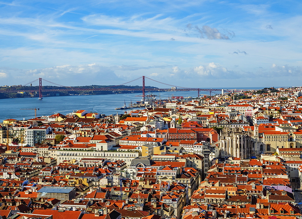 Cityscape viewed from the Sao Jorge Castle, Lisbon, Portugal, Europe