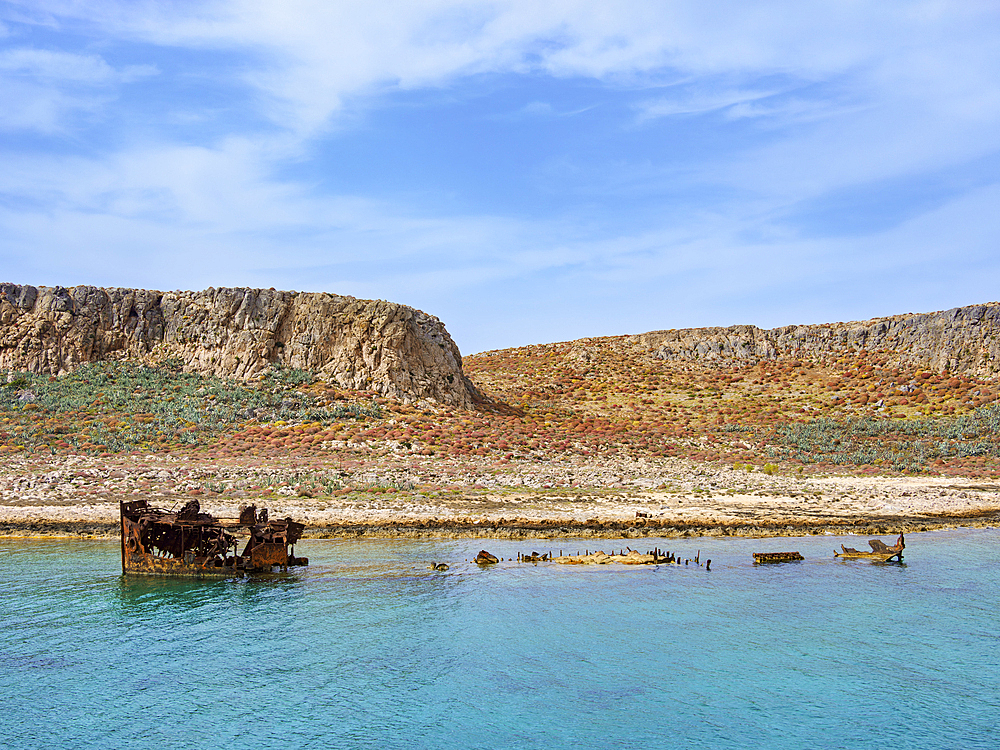 Shipwreck off the coast of Imeri Gramvousa, Chania Region, Crete, Greek Islands, Greece, Europe