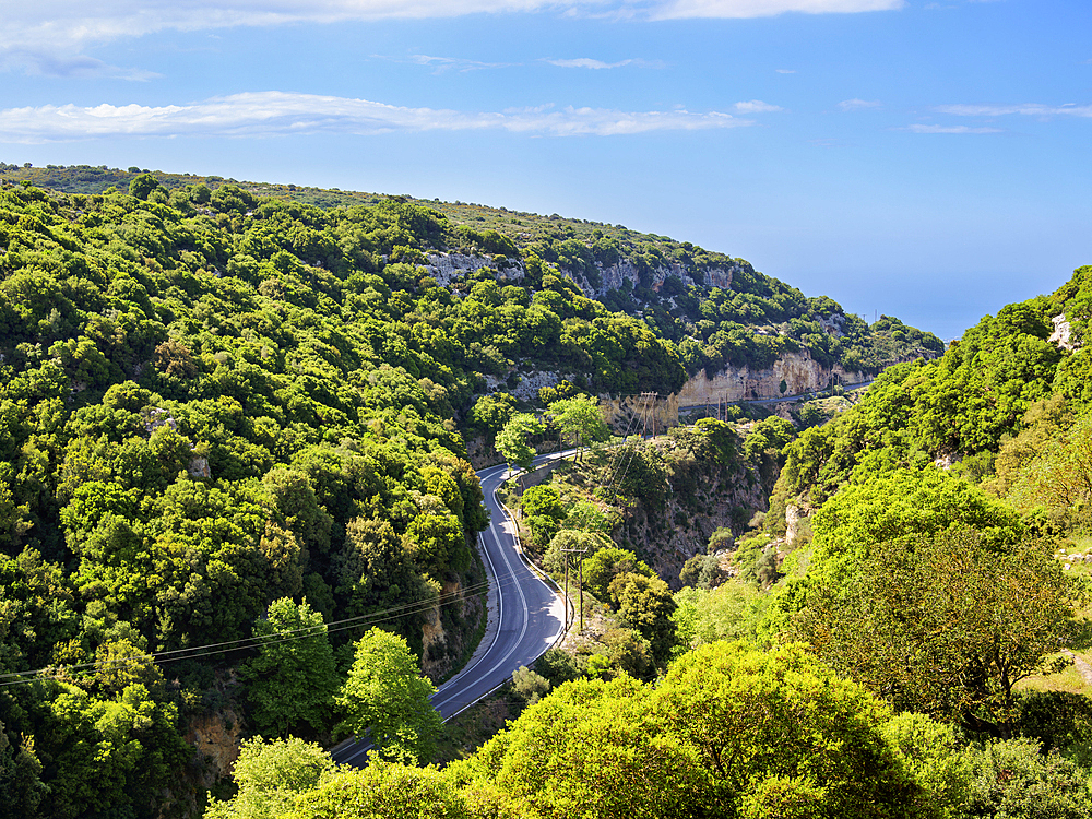 Road to Arkadi Monastery, elevated view, Rethymno Region, Crete, Greek Islands, Greece, Europe