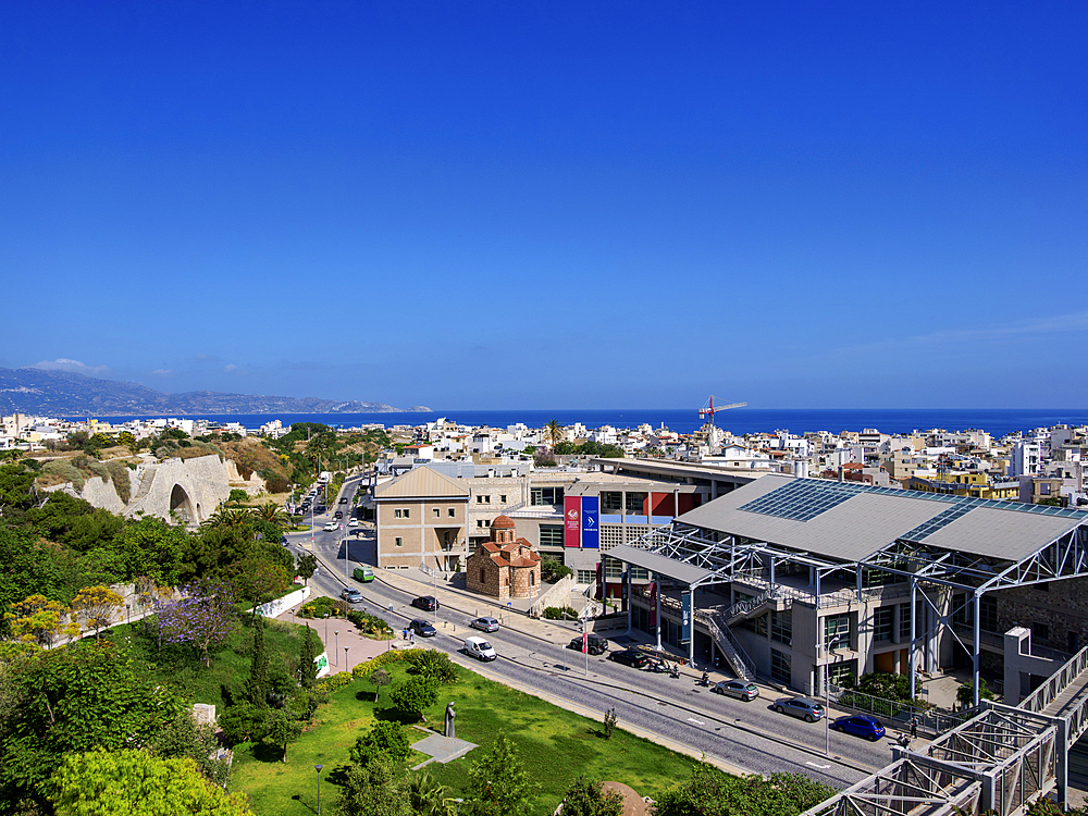 Cultural Conference Center of Heraklion, elevated view, City of Heraklion, Crete, Greek Islands, Greece, Europe