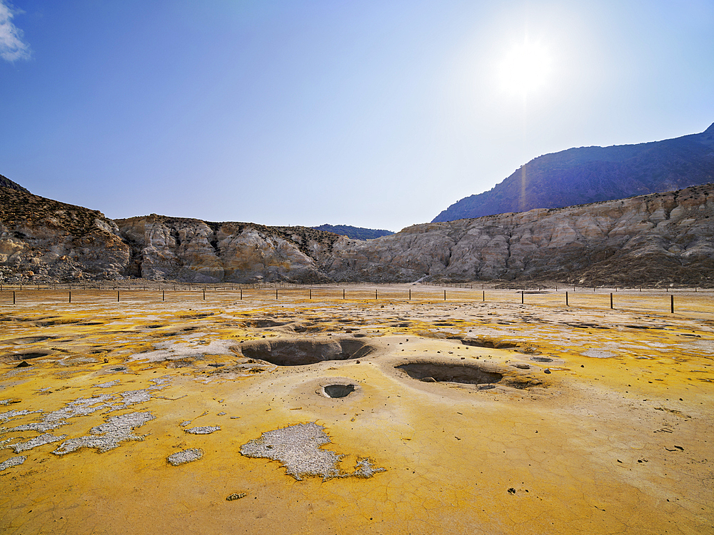 Sulphur at the Stefanos Volcano Crater, detailed view, Nisyros Island, Dodecanese, Greek Islands, Greece, Europe