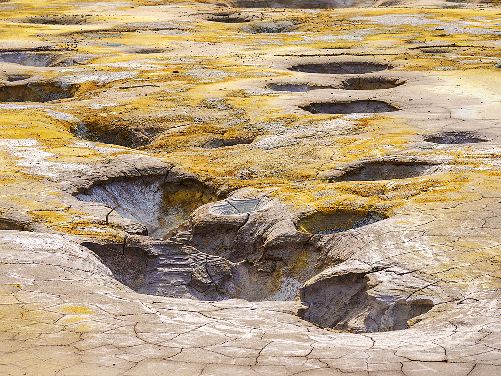 Sulphur at the Stefanos Volcano Crater, detailed view, Nisyros Island, Dodecanese, Greek Islands, Greece, Europe