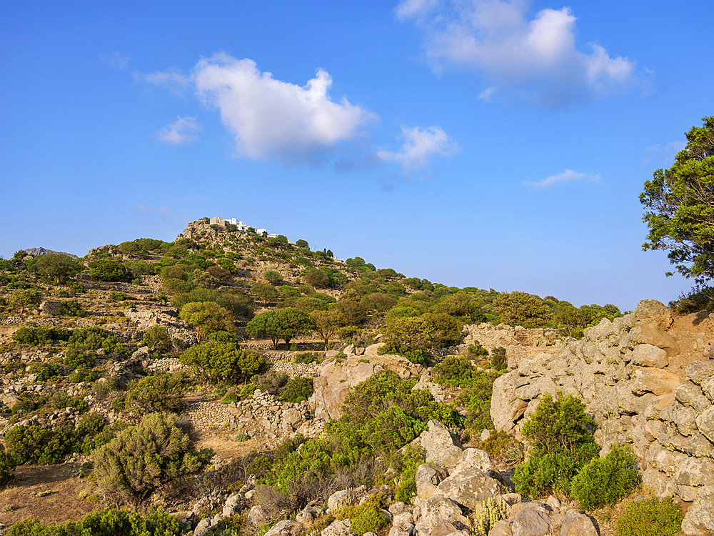 View towards Nikia Village, Nisyros Island, Dodecanese, Greek Islands, Greece, Europe