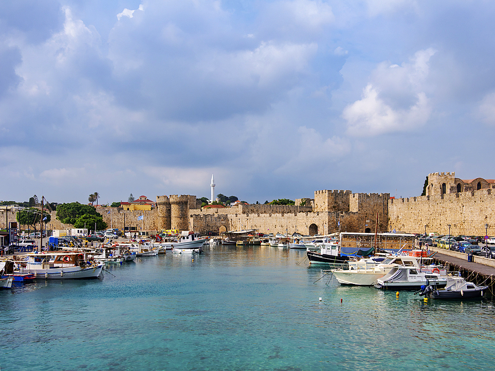 Kolona Harbour, Medieval Old Town, Rhodes City, Rhodes Island, Dodecanese, Greek Islands, Greece, Europe