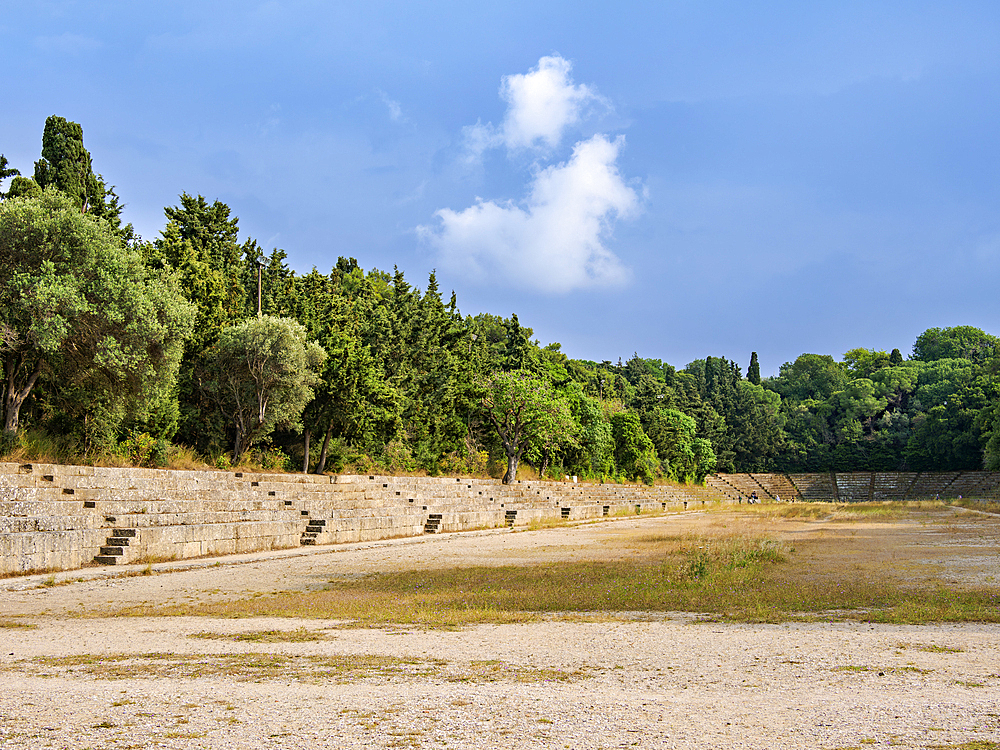 Ancient Stadium at the Acropolis, Rhodes City, Rhodes Island, Dodecanese, Greek Islands, Greece, Europe