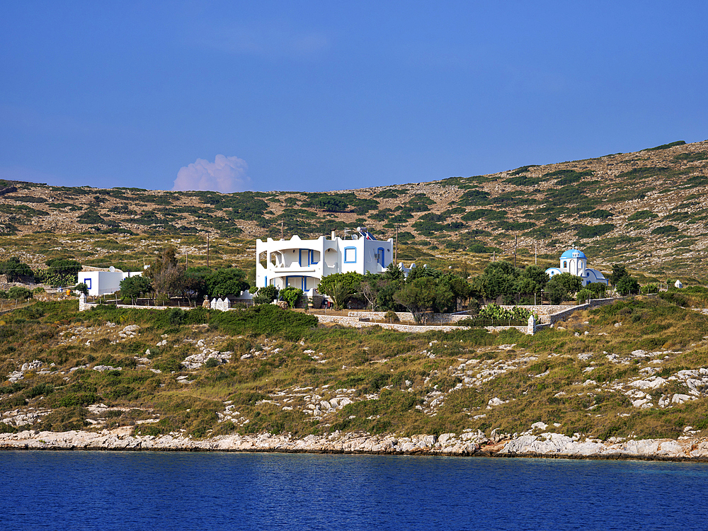 Waterfront of Arki, Arkoi Island, Dodecanese, Greek Islands, Greece, Europe