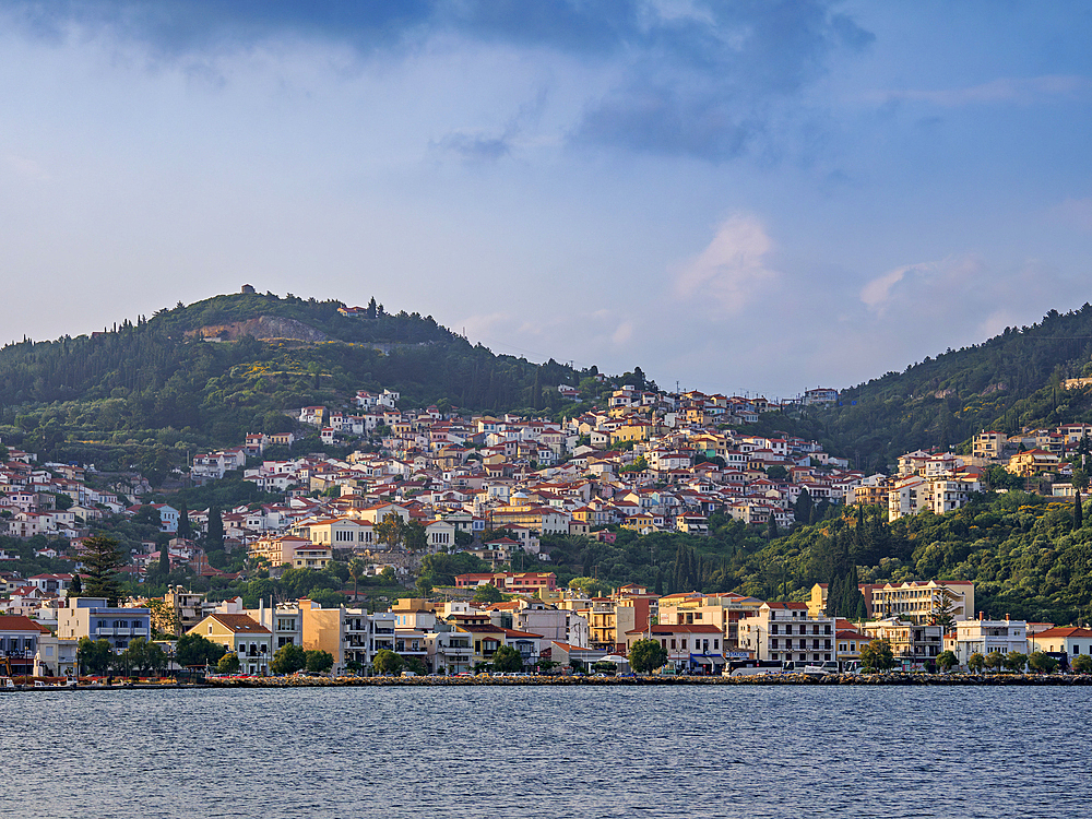 Ano Vathy and Samos Town waterfront at sunrise, Samos Island, North Aegean, Greek Islands, Greece, Europe