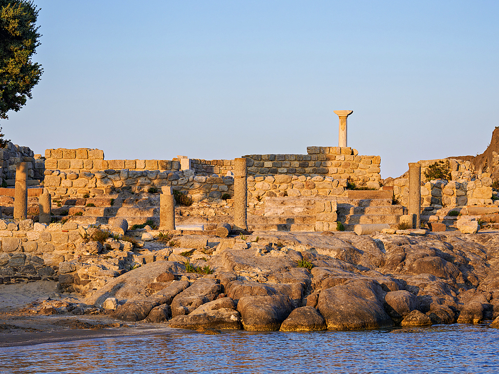 St. Stefanos Basilica Ruins at sunset, Agios Stefanos Beach, Kos Island, Dodecanese, Greek Islands, Greece, Europe