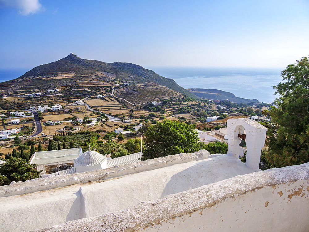 Whitewashed Churches of Patmos Chora, elevated view, Patmos Island, Dodecanese, Greek Islands, Greece, Europe