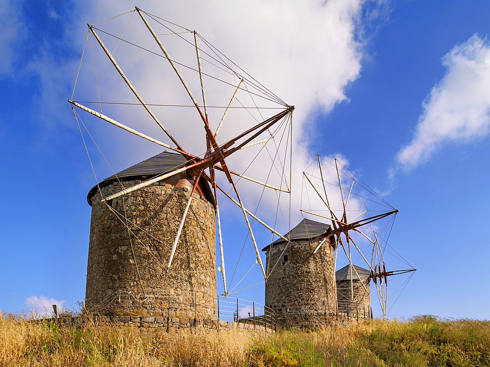 Windmills of Patmos Chora, Patmos Island, Dodecanese, Greek Islands, Greece, Europe