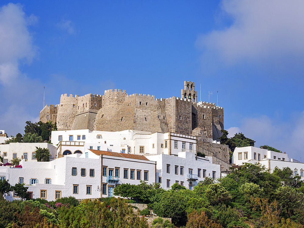 Monastery of Saint-John the Theologian, Patmos Chora, UNESCO World Heritage Site, Patmos Island, Dodecanese, Greek Islands, Greece, Europe